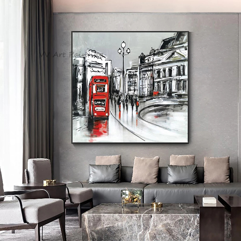 Painting Knife Palette - Vierkant paletmes Londen rode bus olieverfschilderij