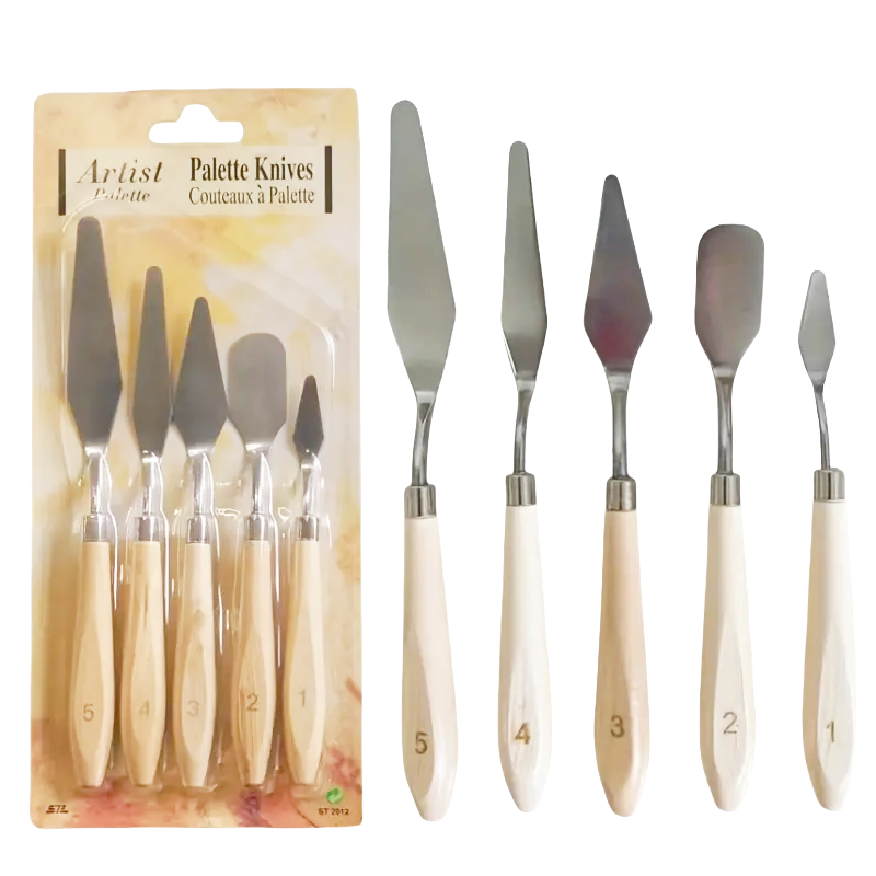 Painting Knife Palette - 5-delige Olieverfpalet Mes Schraper Houten Vernis