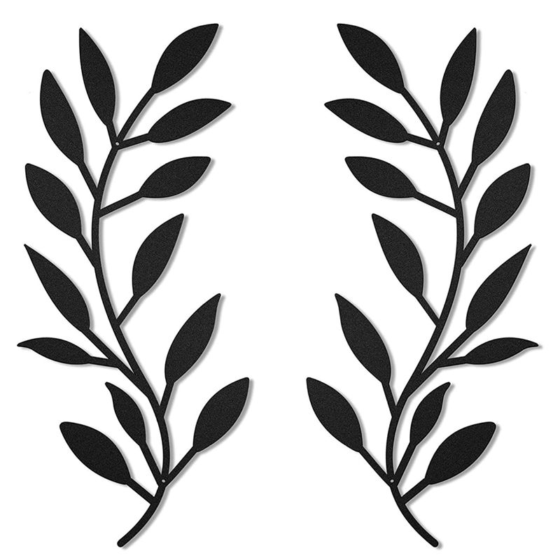 Art Craft With Leaves - AA94-2-delige metalen blad wanddecoratie wandkunst smeedijzer