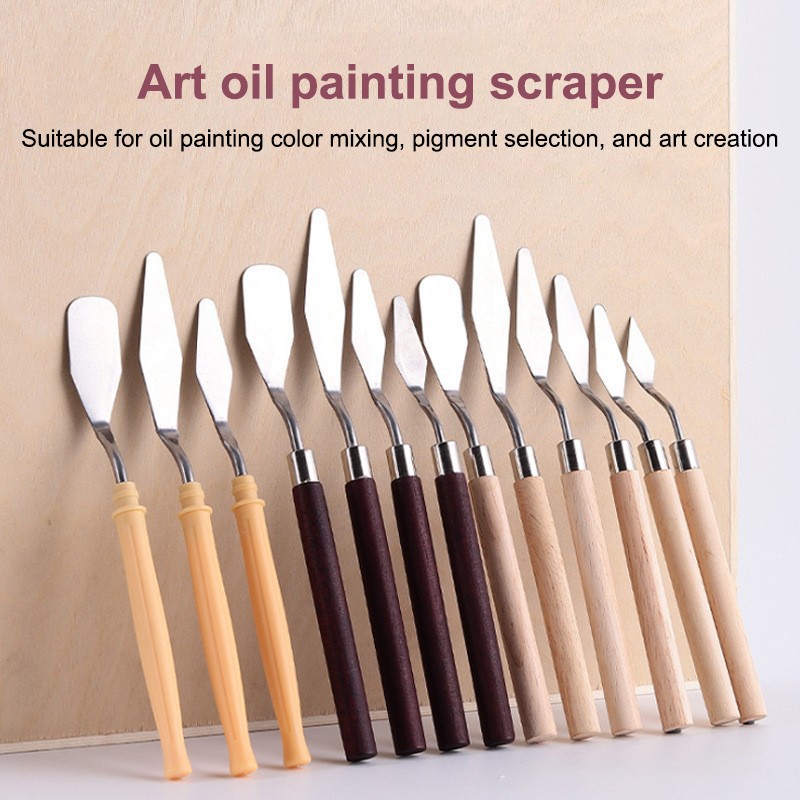 Painting Knife Palette - 【Happy】7 stks/set roestvrijstalen olieverfschildermessen kunstenaar ambachten