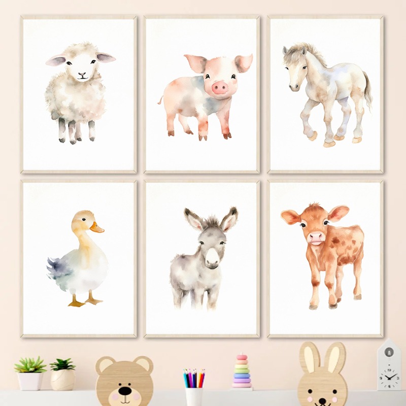 Art Craft Duck - Aquarel Boerderijdieren Baby Paard Eenden Schapen
