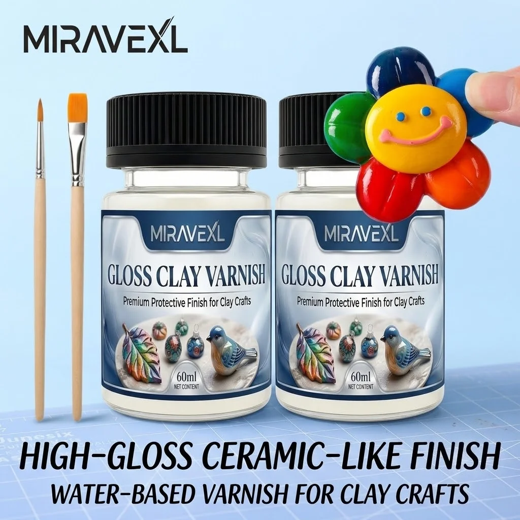 Air Dry Clay - MIRAVEXL Hoogglans Kleilak Set met 2
