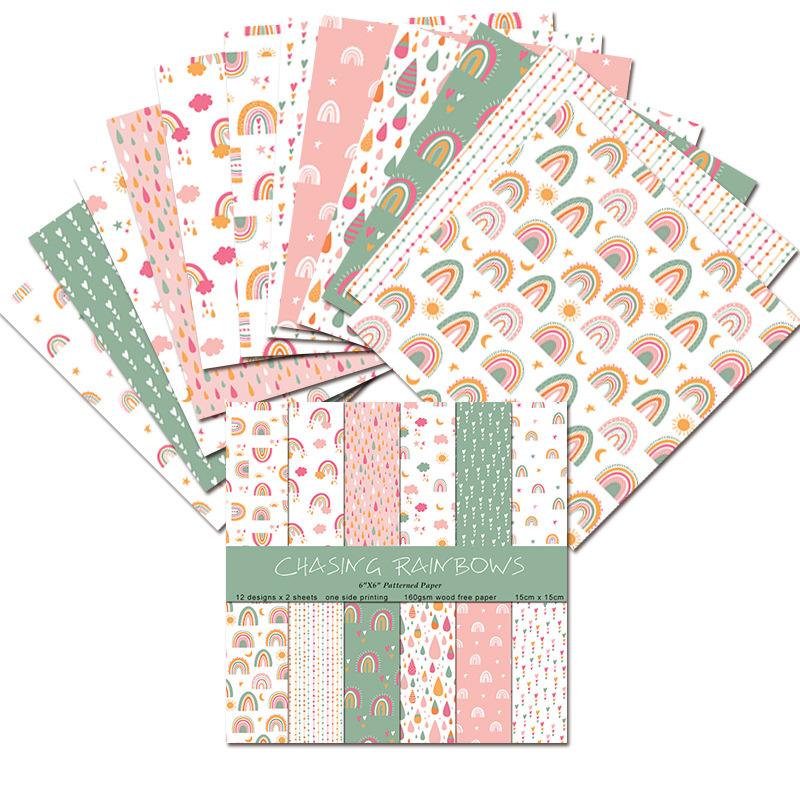 Art Craft Background - 24 vellen/set regenboog knutselpapierblokken snijmallen kunst