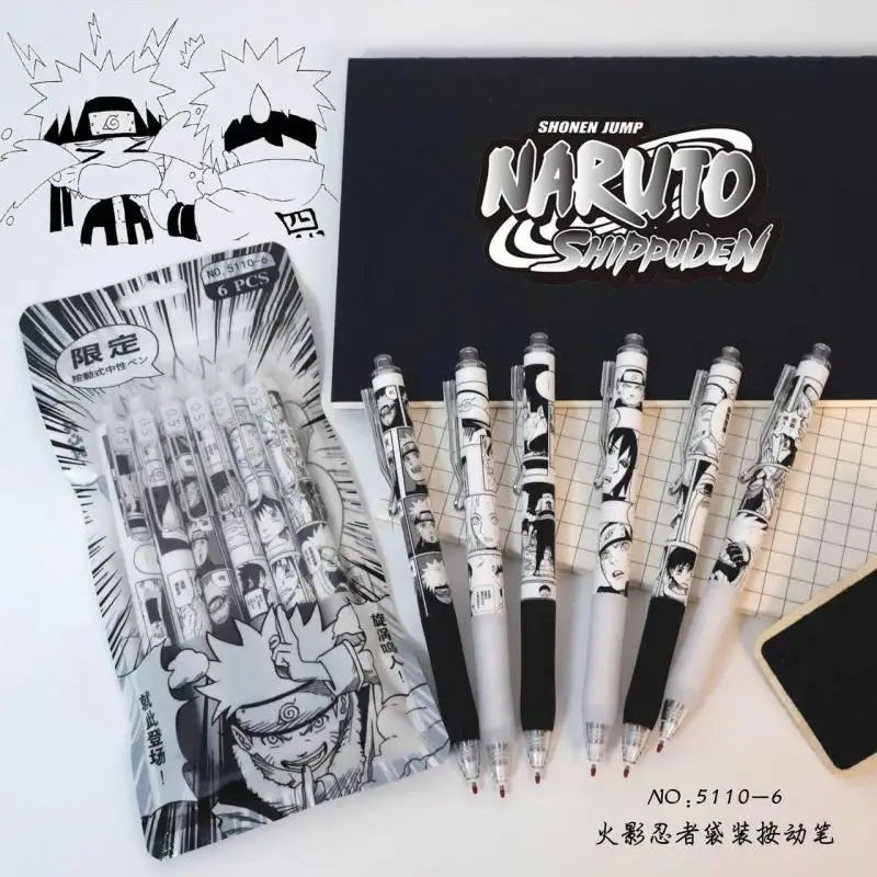 Calligraphy Pen Set - Naruto 6 Stks/set Gel Pen Anime
