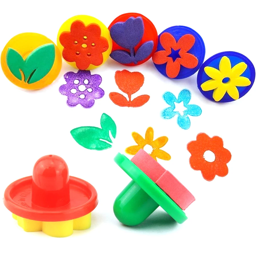 Art Craft With Leaves - 6 stks/set Bloem Blad Schilderen Spons