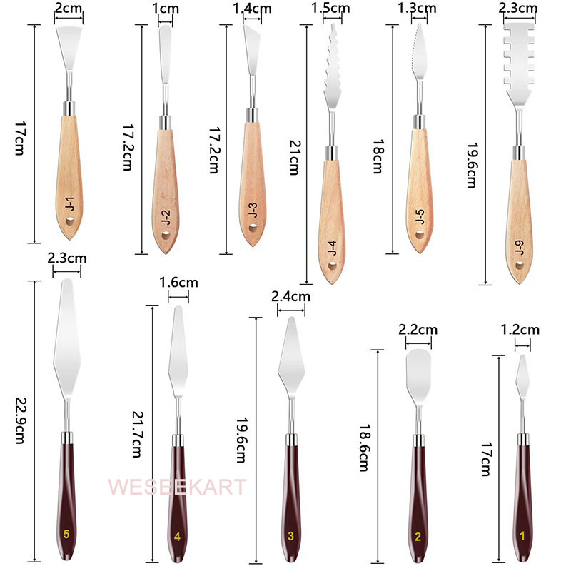 11-delige verfmesjesset van ro - Painting Knife Palette recensie en prijs
