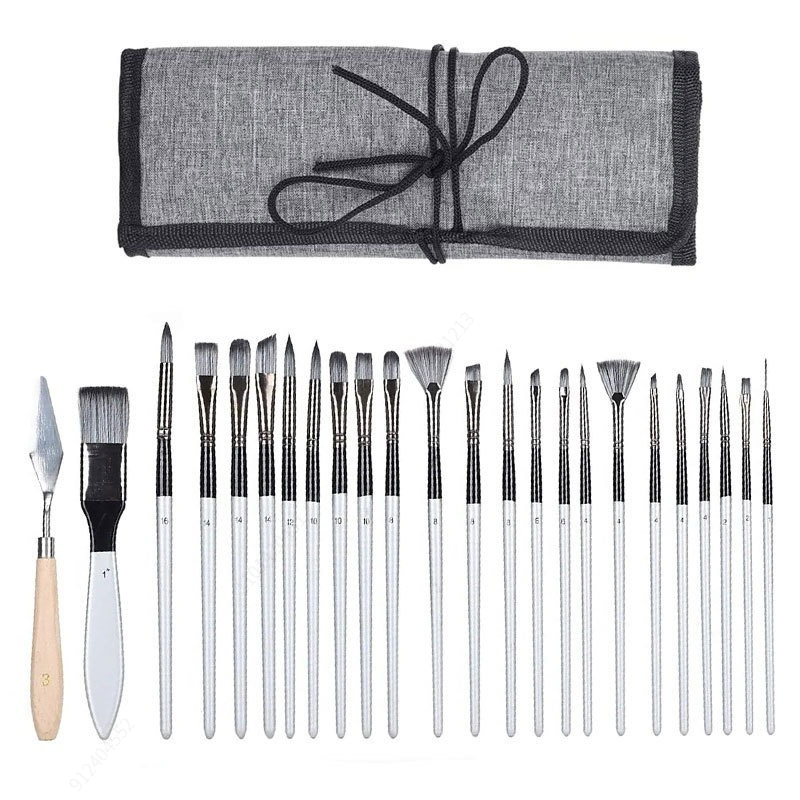 24-delige penseelset met verbe - Painting Knife Palette recensie en prijs